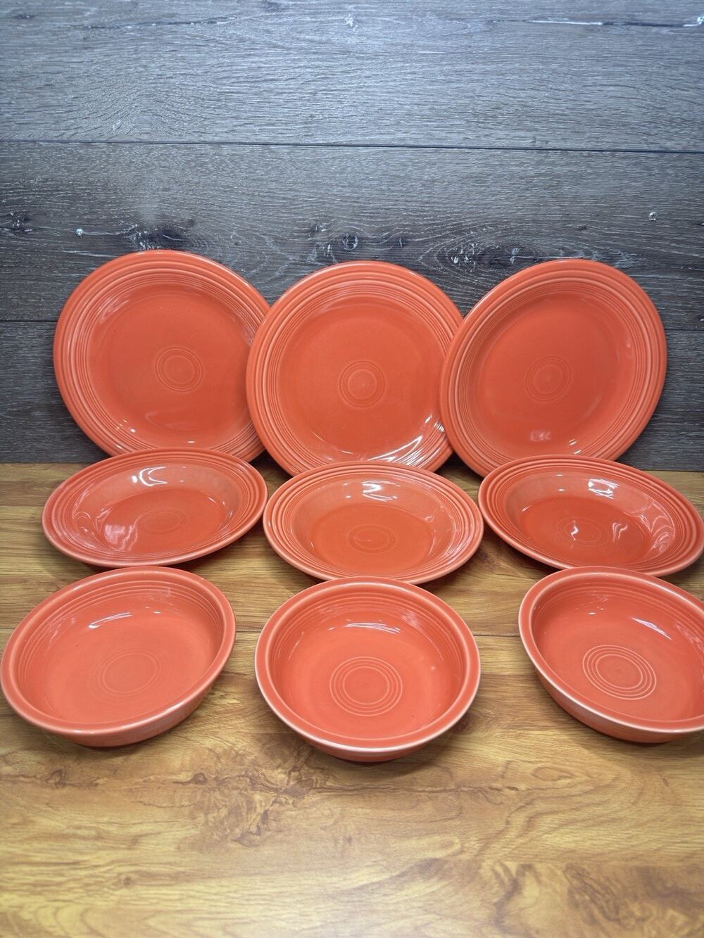 Vintage HLC Fiestaware Persimmon Dinnerware Set Of 9